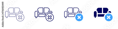 No sofa icon in 4 different styles. Thin Line, Line, Bold Line, Duotone. Duotone style. Editable stroke