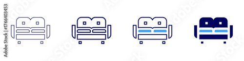 Sofa affordable icon in 4 different styles. Thin Line, Line, Bold Line, Duotone. Duotone style. Editable stroke