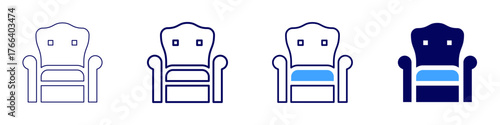 Sofa backrest icon in 4 different styles. Thin Line, Line, Bold Line, Duotone. Duotone style. Editable stroke