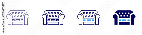 Sofa balcony icon in 4 different styles. Thin Line, Line, Bold Line, Duotone. Duotone style. Editable stroke