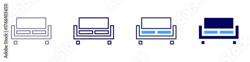 Sofa classic icon in 4 different styles. Thin Line, Line, Bold Line, Duotone. Duotone style. Editable stroke