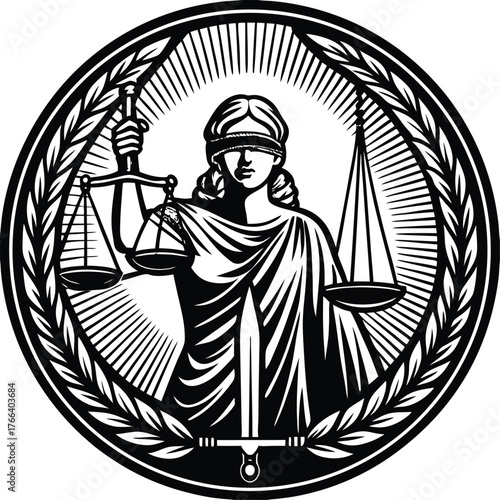 Lady justice symbol silhouette emblem