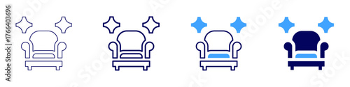 Sofa convertible icon in 4 different styles. Thin Line, Line, Bold Line, Duotone. Duotone style. Editable stroke