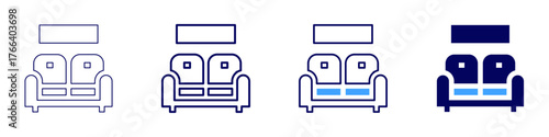 Sofa corduroy icon in 4 different styles. Thin Line, Line, Bold Line, Duotone. Duotone style. Editable stroke