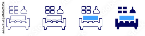 Sofa fabric icon in 4 different styles. Thin Line, Line, Bold Line, Duotone. Duotone style. Editable stroke