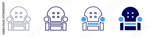 Sofa frame icon in 4 different styles. Thin Line, Line, Bold Line, Duotone. Duotone style. Editable stroke