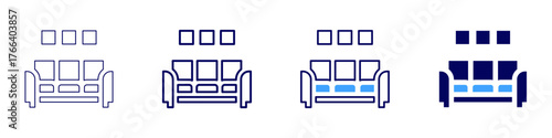 Sofa glider icon in 4 different styles. Thin Line, Line, Bold Line, Duotone. Duotone style. Editable stroke