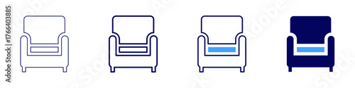 Sofa hinge icon in 4 different styles. Thin Line, Line, Bold Line, Duotone. Duotone style. Editable stroke