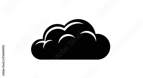 Simple black cloud icon on a white background, representing weather or data.