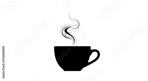Steaming hot beverage in a dark cup, evoking warmth and comfort