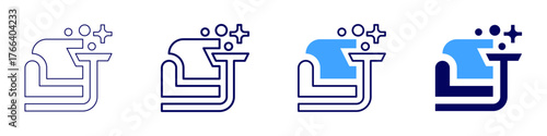 Sofa latch icon in 4 different styles. Thin Line, Line, Bold Line, Duotone. Duotone style. Editable stroke
