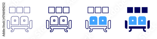 Sofa legs icon in 4 different styles. Thin Line, Line, Bold Line, Duotone. Duotone style. Editable stroke