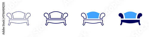 Sofa lifter icon in 4 different styles. Thin Line, Line, Bold Line, Duotone. Duotone style. Editable stroke
