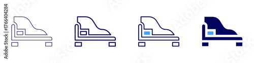 Sofa lounger icon in 4 different styles. Thin Line, Line, Bold Line, Duotone. Duotone style. Editable stroke