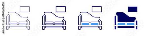 Sofa pit icon in 4 different styles. Thin Line, Line, Bold Line, Duotone. Duotone style. Editable stroke