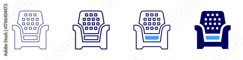 Sofa plug icon in 4 different styles. Thin Line, Line, Bold Line, Duotone. Duotone style. Editable stroke