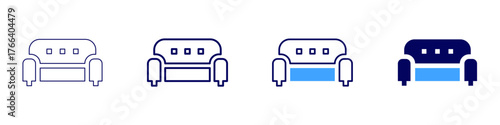 Sofa polyester icon in 4 different styles. Thin Line, Line, Bold Line, Duotone. Duotone style. Editable stroke