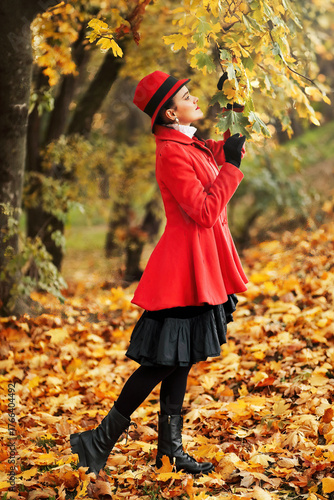 Stylish woman in a red coat