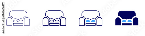 Sofa premium icon in 4 different styles. Thin Line, Line, Bold Line, Duotone. Duotone style. Editable stroke