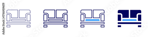Sofa repair icon in 4 different styles. Thin Line, Line, Bold Line, Duotone. Duotone style. Editable stroke