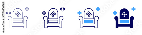Sofa riser icon in 4 different styles. Thin Line, Line, Bold Line, Duotone. Duotone style. Editable stroke