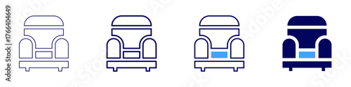 Sofa sale icon in 4 different styles. Thin Line, Line, Bold Line, Duotone. Duotone style. Editable stroke