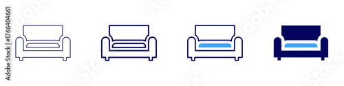 Sofa section icon in 4 different styles. Thin Line, Line, Bold Line, Duotone. Duotone style. Editable stroke