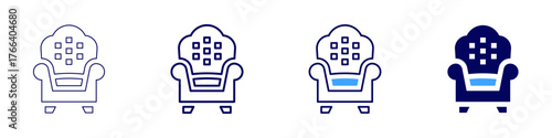 Sofa sectional icon in 4 different styles. Thin Line, Line, Bold Line, Duotone. Duotone style. Editable stroke