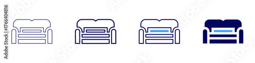 Sofa synthetic icon in 4 different styles. Thin Line, Line, Bold Line, Duotone. Duotone style. Editable stroke
