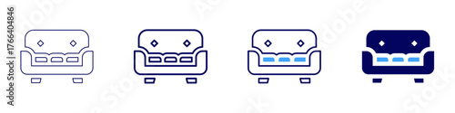 Sofa trade icon in 4 different styles. Thin Line, Line, Bold Line, Duotone. Duotone style. Editable stroke