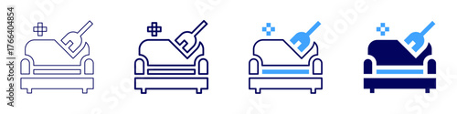 Sofa tray icon in 4 different styles. Thin Line, Line, Bold Line, Duotone. Duotone style. Editable stroke