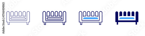 Sofa triple icon in 4 different styles. Thin Line, Line, Bold Line, Duotone. Duotone style. Editable stroke