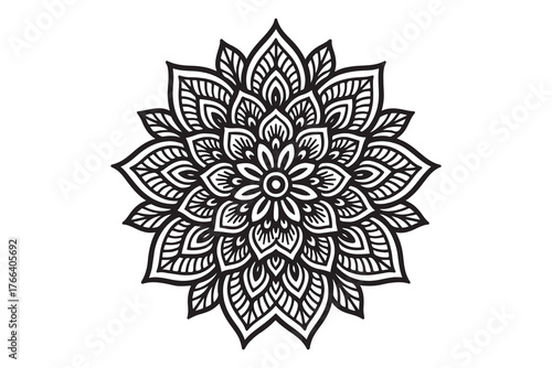 Intricate Mandala Design Vector Art - Black and White Floral Pattern