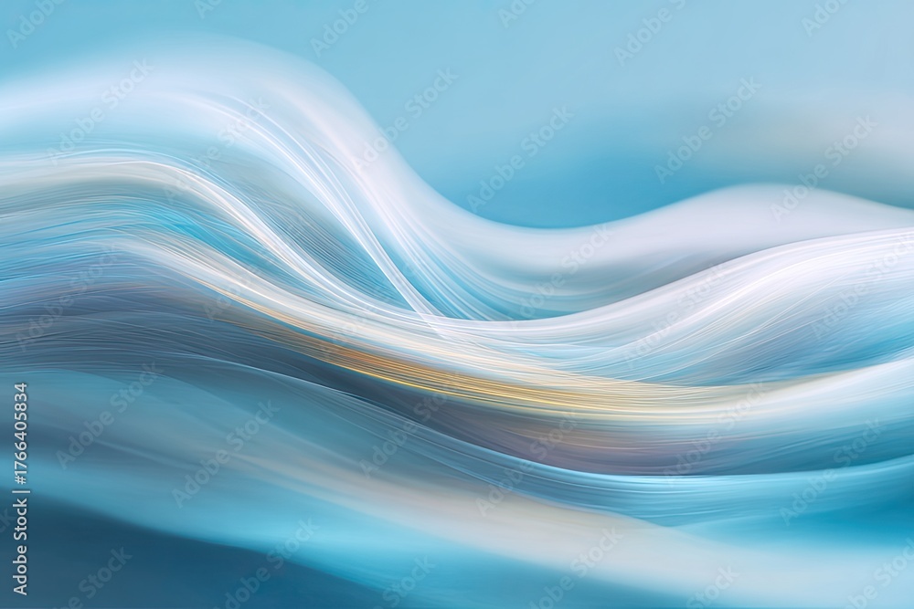 Fototapeta premium Abstract blue and white flowing lines, wavy design resembling water or sky