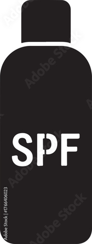  sunscreen bottle with white spf text, representing sunscreen icon on