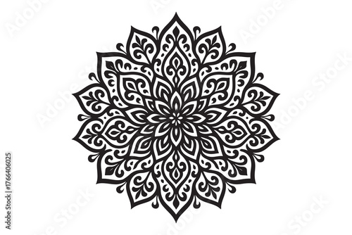 Intricate Mandala Design Vector Art - Black and White Floral Pattern