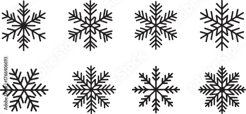 Vector art of collection of snowflake icons icon on