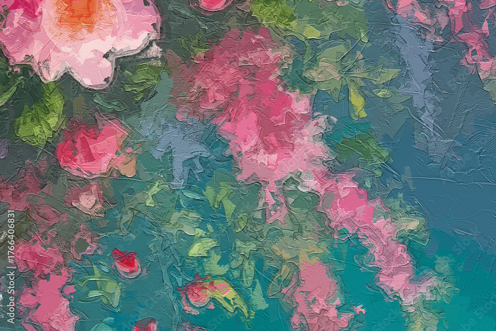 Fototapeta premium Various oil paintings, flowers, figures, forests, roses, peonies, lakes, birds, landscapes, villages, houses