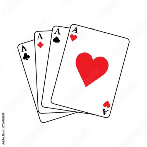 flat icon vector clip art of a stack of four aces playing cards