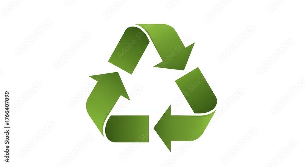 Fototapeta premium Vibrant 3D Green Recycling Symbol Icon on White Background Representing Environmental Sustainability