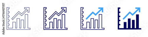 Statistics charts icon in 4 different styles. Thin Line, Line, Bold Line, Duotone. Duotone style. Editable stroke