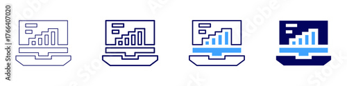 Statistics calculator icon in 4 different styles. Thin Line, Line, Bold Line, Duotone. Duotone style. Editable stroke