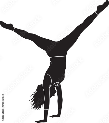 silhouette of a gymnast doing a handstand icon vector