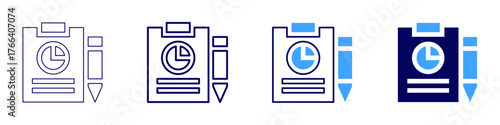 Statistics discussion icon in 4 different styles. Thin Line, Line, Bold Line, Duotone. Duotone style. Editable stroke