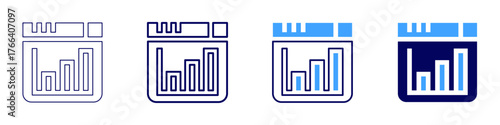 Statistics forum icon in 4 different styles. Thin Line, Line, Bold Line, Duotone. Duotone style. Editable stroke