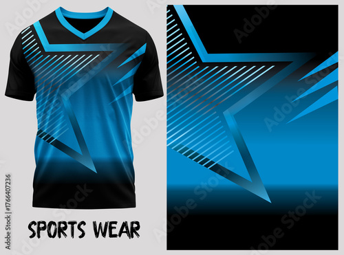 jersey design, jersey texture, sports wear, jersey design for Sublimation print
T-shirt V-neck  Short sleeve. With knit jersey fabric and rib neck texture ( 3d rendered ) 