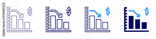 Statistics metrics icon in 4 different styles. Thin Line, Line, Bold Line, Duotone. Duotone style. Editable stroke