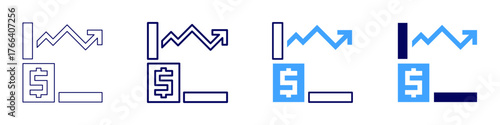 Statistics model model icon in 4 different styles. Thin Line, Line, Bold Line, Duotone. Duotone style. Editable stroke