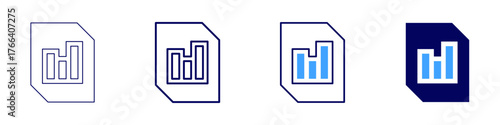 Statistics package icon in 4 different styles. Thin Line, Line, Bold Line, Duotone. Duotone style. Editable stroke