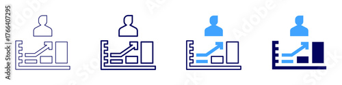 Statistics reporting icon in 4 different styles. Thin Line, Line, Bold Line, Duotone. Duotone style. Editable stroke